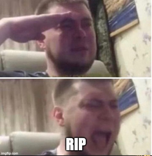 Crying salute | RIP | image tagged in crying salute | made w/ Imgflip meme maker