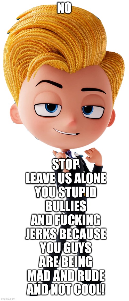 Cursed | STOP LEAVE US ALONE YOU STUPID BULLIES AND FÙCKING JERKS BECAUSE YOU GUYS ARE BEING MAD AND RUDE AND NOT COOL! NO | image tagged in lou | made w/ Imgflip meme maker