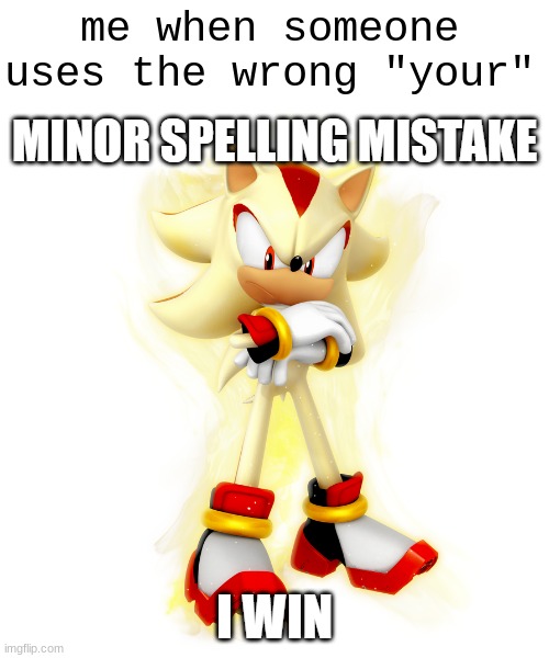 me when someone uses the wrong "your" | image tagged in blank white template,minor spelling mistake hd | made w/ Imgflip meme maker