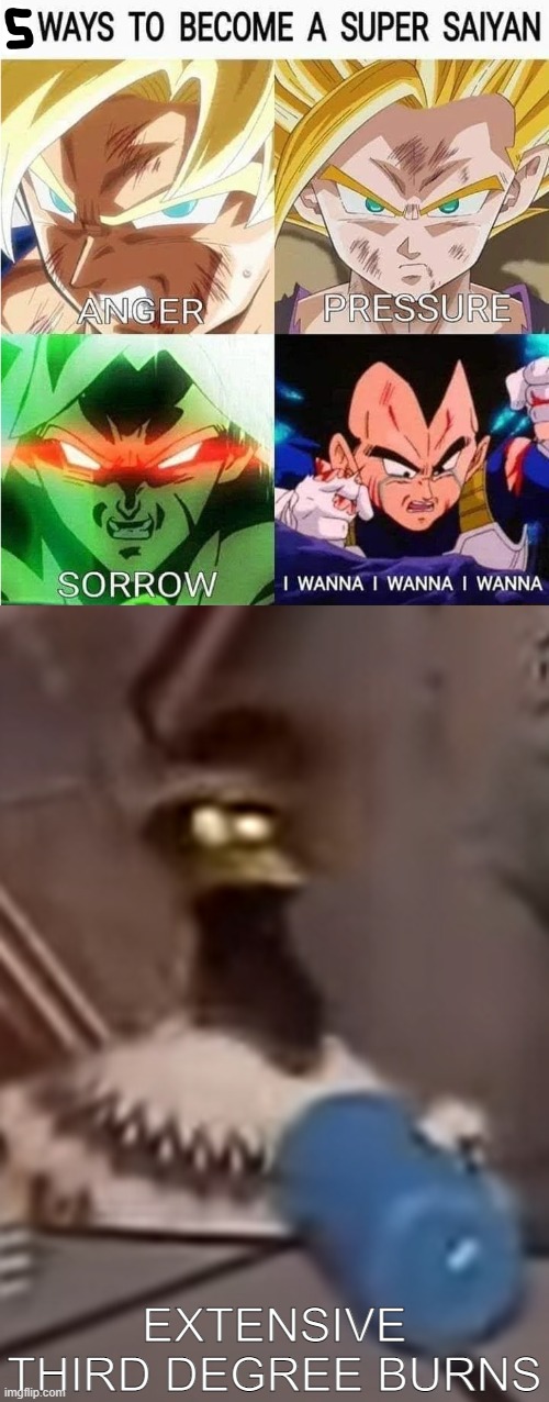 You see, Frieza, you aren't dealing with the average Saiyan anymore. | EXTENSIVE THIRD DEGREE BURNS | image tagged in 5 ways to become a super saiyan,memes,dragon ball,super saiyan,mst3k,crow t robot | made w/ Imgflip meme maker