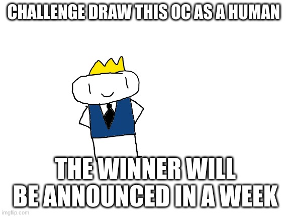 Jerry? | CHALLENGE DRAW THIS OC AS A HUMAN; THE WINNER WILL BE ANNOUNCED IN A WEEK | image tagged in blank white template | made w/ Imgflip meme maker