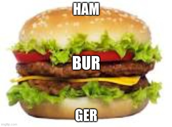How the hamburger meme was made | HAM; BUR; GER | image tagged in hamburger | made w/ Imgflip meme maker
