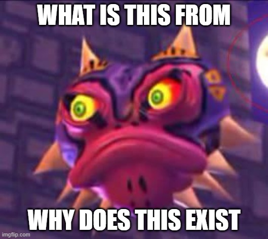 *CONFUSION* | WHAT IS THIS FROM; WHY DOES THIS EXIST | image tagged in zelda majora | made w/ Imgflip meme maker