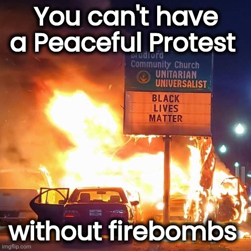 Black Lives Matter | You can't have a Peaceful Protest without firebombs | image tagged in black lives matter | made w/ Imgflip meme maker
