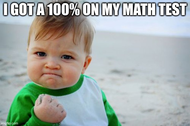 when you bring back a dead meme | I GOT A 100% ON MY MATH TEST | image tagged in memes,success kid original | made w/ Imgflip meme maker