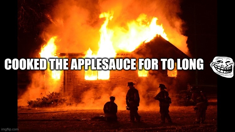 e | COOKED THE APPLESAUCE FOR TO LONG | image tagged in e,apple | made w/ Imgflip meme maker