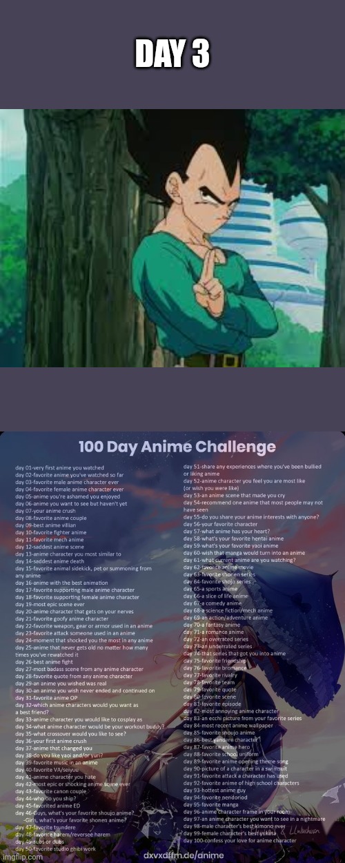 100 day anime challenge | DAY 3 | image tagged in 100 day anime challenge | made w/ Imgflip meme maker