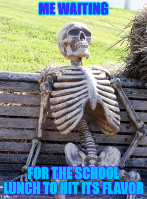 There is none :) | ME WAITING; FOR THE SCHOOL LUNCH TO HIT ITS FLAVOR | image tagged in memes,waiting skeleton,school,school lunch | made w/ Imgflip meme maker