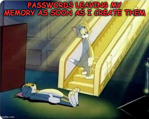 Passwords | PASSWORDS LEAVING MY MEMORY AS SOON AS I CREATE THEM | image tagged in fun | made w/ Imgflip meme maker