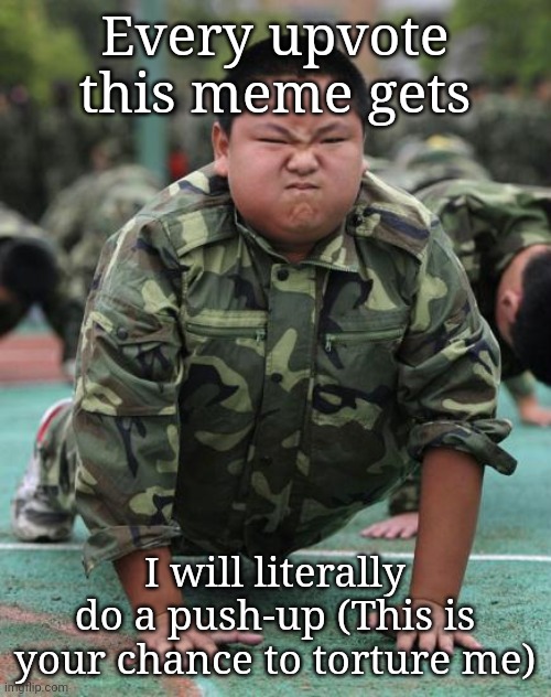 Push-ups | Every upvote this meme gets; I will literally do a push-up (This is your chance to torture me) | image tagged in push-ups | made w/ Imgflip meme maker