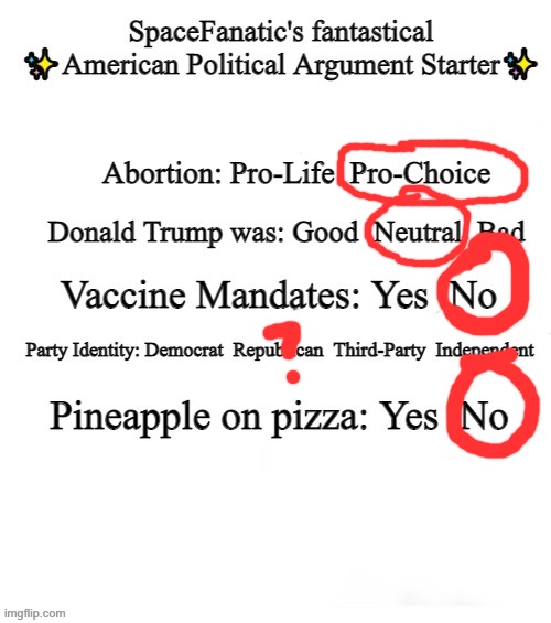 SpaceFanatic's fantastical political argument starter | image tagged in spacefanatic's fantastical political argument starter | made w/ Imgflip meme maker
