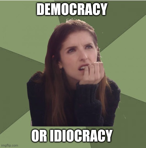 Democracy | DEMOCRACY; OR IDIOCRACY | image tagged in philosophanna | made w/ Imgflip meme maker