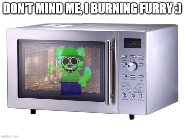 Microwave | DON'T MIND ME, I BURNING FURRY :) | image tagged in microwave | made w/ Imgflip meme maker