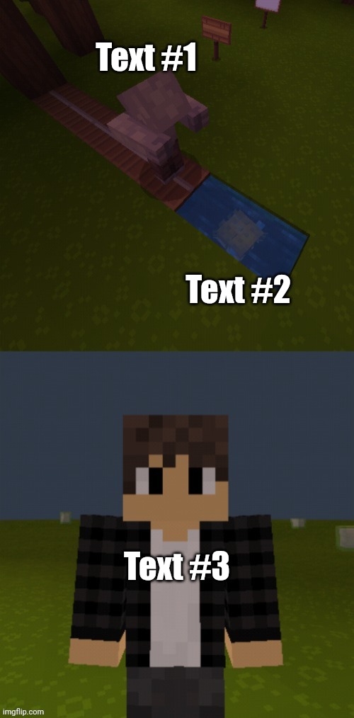 Custom Template: Minecraft Fighting Each Other | Text #1; Text #2; Text #3 | image tagged in minecraft fighting each other,custom template,memes,gifs,funny,minecraft | made w/ Imgflip meme maker