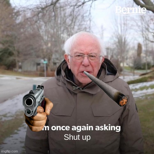 Bernie I Am Once Again Asking For Your Support | Shut up | image tagged in memes,bernie i am once again asking for your support | made w/ Imgflip meme maker