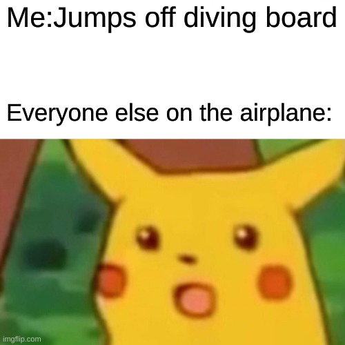 Its not a diving board my guy | Me:Jumps off diving board; Everyone else on the airplane: | image tagged in memes,surprised pikachu,fyp | made w/ Imgflip meme maker