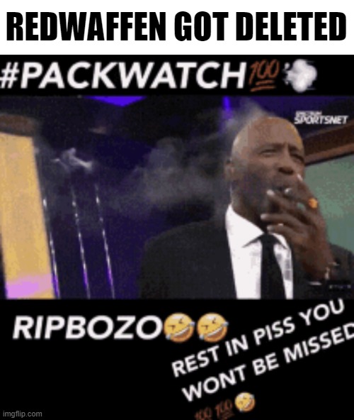 RIPBOZO | REDWAFFEN GOT DELETED | image tagged in ripbozo | made w/ Imgflip meme maker