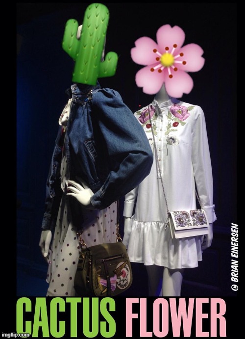 Korrection: Kactus Flower | image tagged in fashion,window design,saks fifth avenue,cactus flower,emooji art,brian einersen | made w/ Imgflip meme maker
