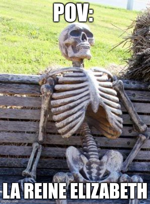 Waiting Skeleton | POV:; LA REINE ELIZABETH | image tagged in memes,waiting skeleton | made w/ Imgflip meme maker