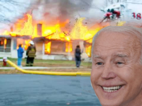 Joe Biden Burning Building Blank Meme Template