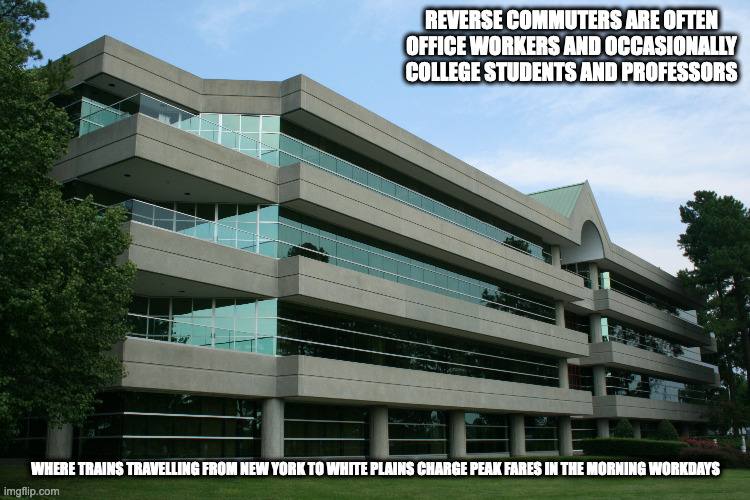 Reverse Commuting | REVERSE COMMUTERS ARE OFTEN OFFICE WORKERS AND OCCASIONALLY COLLEGE STUDENTS AND PROFESSORS; WHERE TRAINS TRAVELLING FROM NEW YORK TO WHITE PLAINS CHARGE PEAK FARES IN THE MORNING WORKDAYS | image tagged in commute,memes | made w/ Imgflip meme maker