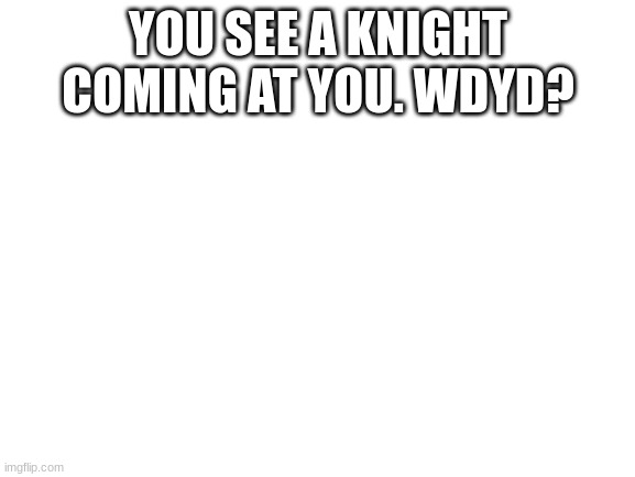 Blank White Template | YOU SEE A KNIGHT COMING AT YOU. WDYD? | image tagged in blank white template | made w/ Imgflip meme maker