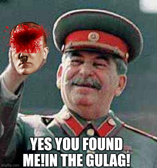 Stalin says | YES YOU FOUND ME!IN THE GULAG! | image tagged in stalin says | made w/ Imgflip meme maker