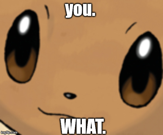 eevee face | you. WHAT. | image tagged in eevee face | made w/ Imgflip meme maker