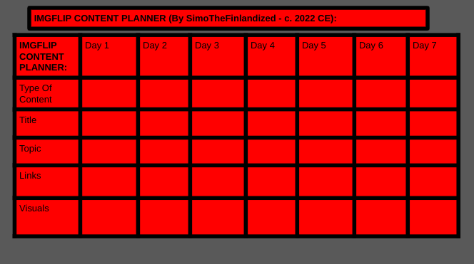 High Quality Imgflip Content Planner Blank Meme Template