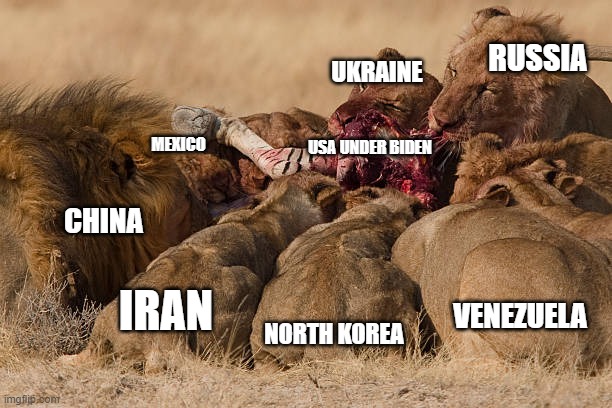 IRAN USA UNDER BIDEN NORTH KOREA CHINA RUSSIA VENEZUELA MEXICO UKRAINE | made w/ Imgflip meme maker