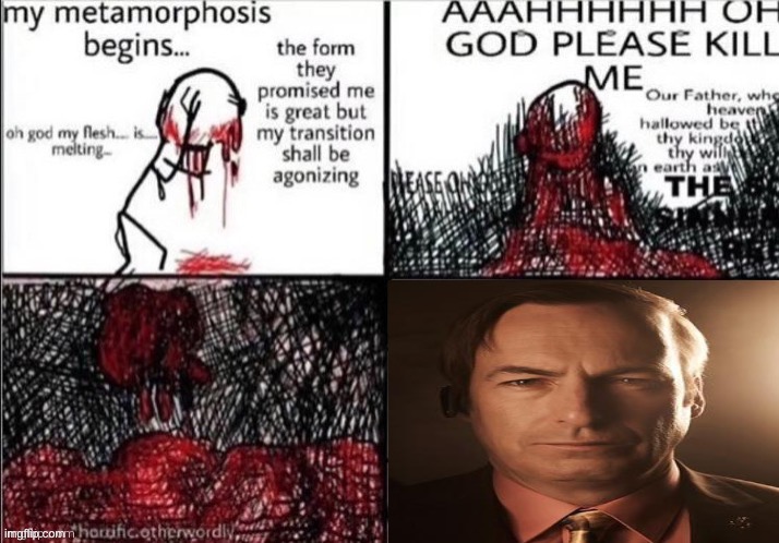 Better call saul | image tagged in metamorphosis blank | made w/ Imgflip meme maker