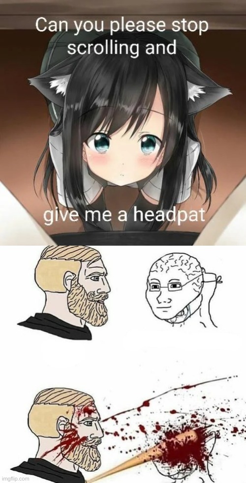 No i will not | image tagged in stop scrolling and give me a headpat,chad kills wojak | made w/ Imgflip meme maker