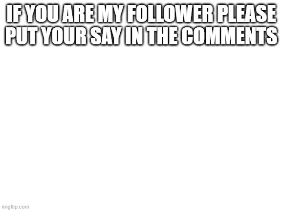 Blank White Template | IF YOU ARE MY FOLLOWER PLEASE PUT YOUR SAY IN THE COMMENTS | image tagged in blank white template | made w/ Imgflip meme maker