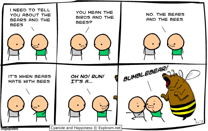 Bumblebear | image tagged in comics,comics/cartoons,bee,bumble bee,bear,cyanide and happiness | made w/ Imgflip meme maker