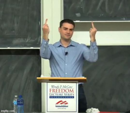 Ben Shapiro Middle Finger | image tagged in ben shapiro middle finger | made w/ Imgflip meme maker