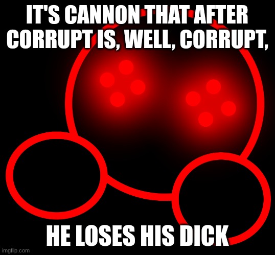 Shoulder Corrupt | IT'S CANNON THAT AFTER CORRUPT IS, WELL, CORRUPT, HE LOSES HIS DICK | image tagged in shoulder corrupt | made w/ Imgflip meme maker