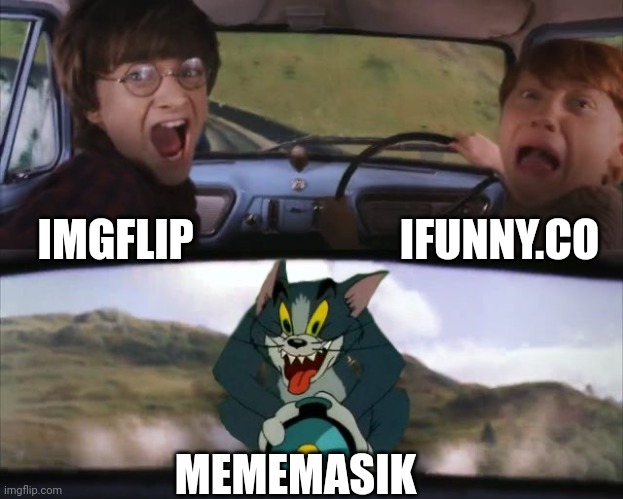 U | IFUNNY.CO; IMGFLIP; MEMEMASIK | image tagged in tom chasing harry and ron weasly | made w/ Imgflip meme maker