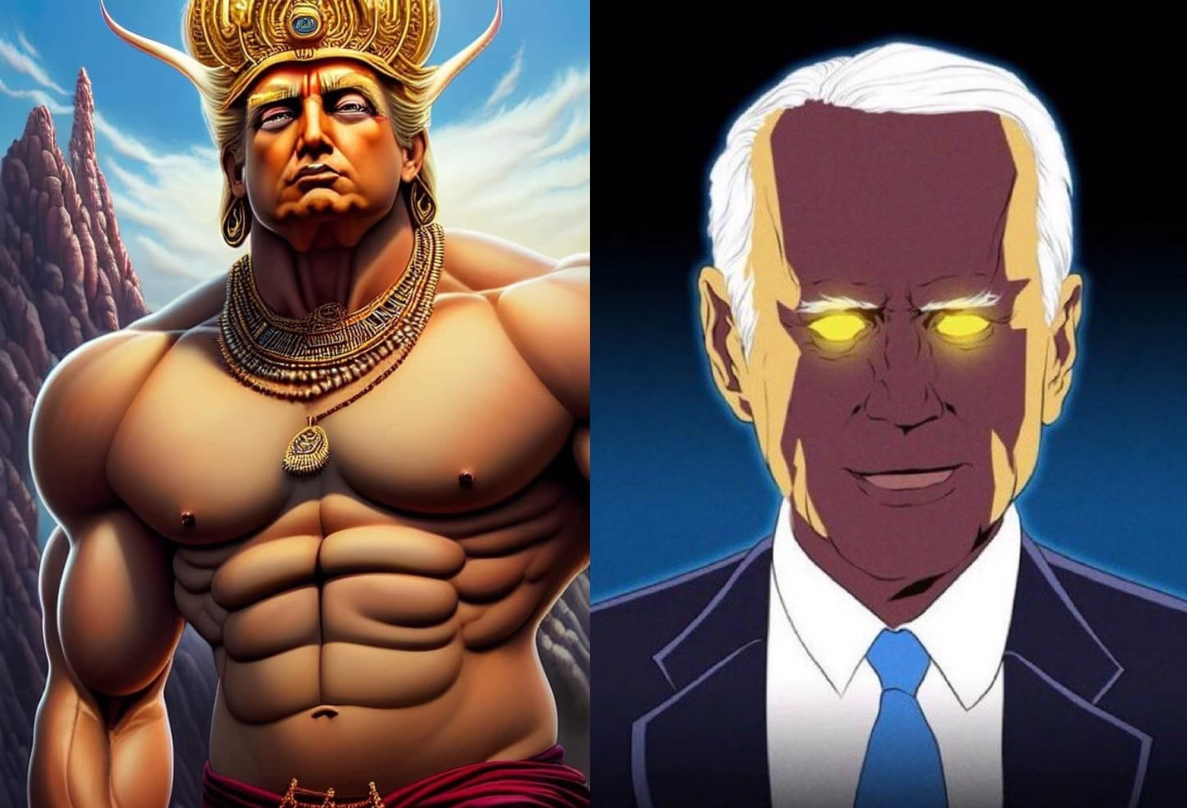 God Emperor Trump vs. Dark Brandon Blank Meme Template