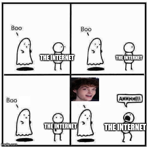 The internet when dream facee | THE INTERNET; THE INTERNET; THE INTERNET; THE INTERNET | image tagged in ghost boo | made w/ Imgflip meme maker