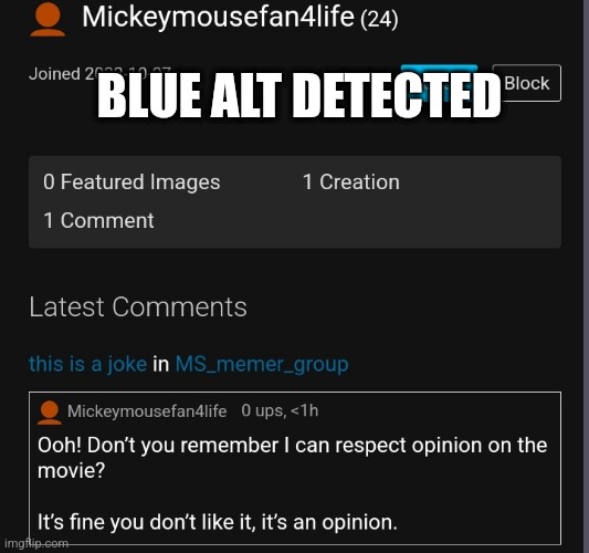 BLUE ALT DETECTED | made w/ Imgflip meme maker