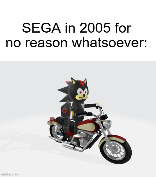 OW THE EDGE | SEGA in 2005 for no reason whatsoever: | image tagged in blank white template,edgy,shadow the hedgehog | made w/ Imgflip meme maker