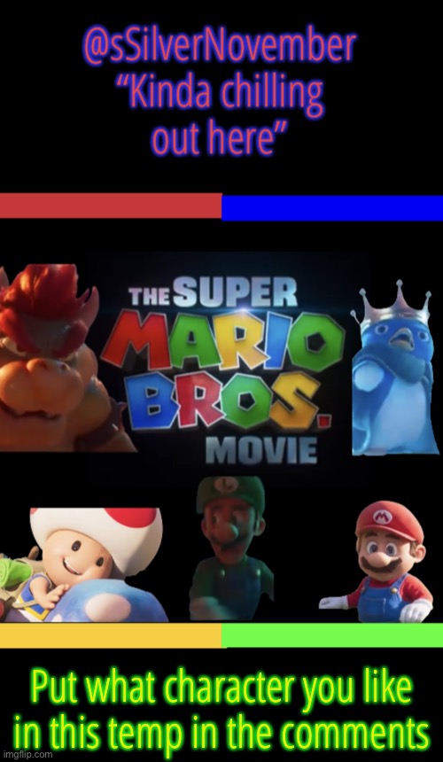 @sSilverNovember | Put what character you like in this temp in the comments | image tagged in ssilvernovember | made w/ Imgflip meme maker