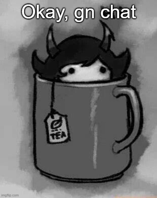 Kanaya in my tea | Okay, gn chat | image tagged in kanaya in my tea | made w/ Imgflip meme maker
