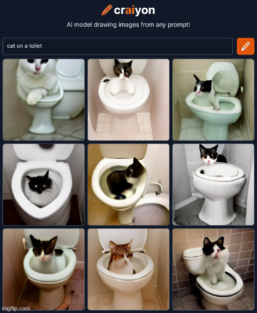 i put in cat on a toilet but all i see is cats in toilets | made w/ Imgflip meme maker