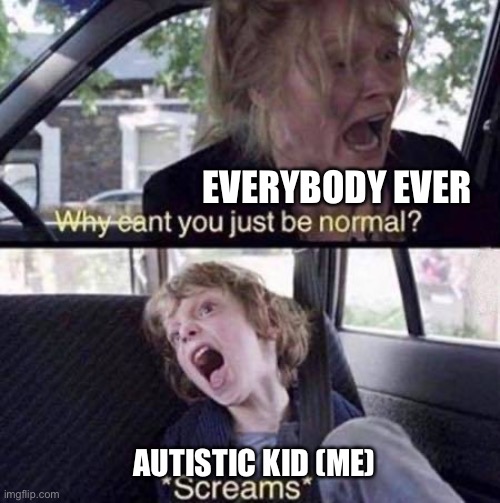 Why Can't You Just Be Normal | EVERYBODY EVER; AUTISTIC KID (ME) | image tagged in why can't you just be normal | made w/ Imgflip meme maker