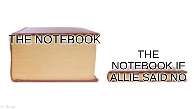 Big book small book | THE NOTEBOOK; THE NOTEBOOK IF ALLIE SAID NO | image tagged in big book small book | made w/ Imgflip meme maker