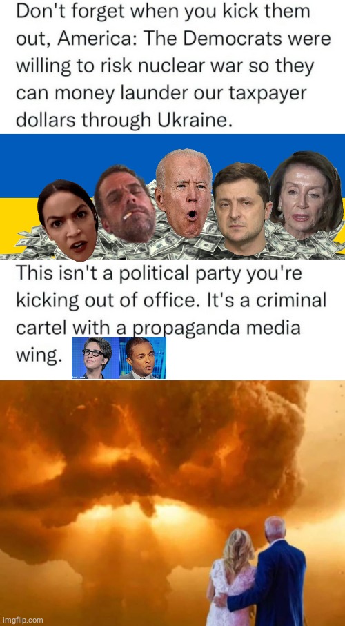 Democrats risk nuclear war | image tagged in ukraine flag | made w/ Imgflip meme maker