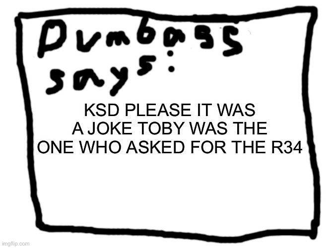 idk | KSD PLEASE IT WAS A JOKE TOBY WAS THE ONE WHO ASKED FOR THE R34 | image tagged in idk | made w/ Imgflip meme maker