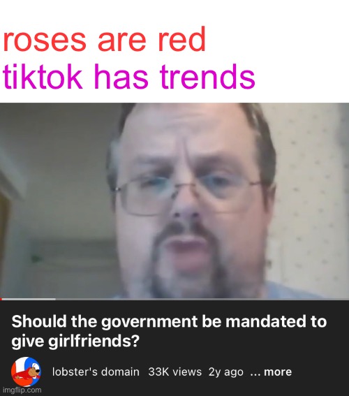 vote yes | tiktok has trends; roses are red | image tagged in roses are red,funny,memes,funny memes,barney will eat all of your delectable biscuits,classic | made w/ Imgflip meme maker