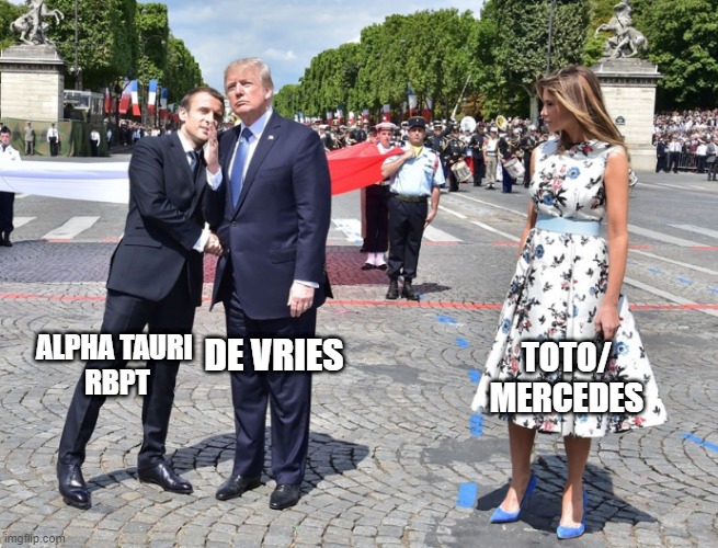 Greatest betrayal in anime history | DE VRIES; ALPHA TAURI 
RBPT; TOTO/
MERCEDES | image tagged in f1 | made w/ Imgflip meme maker